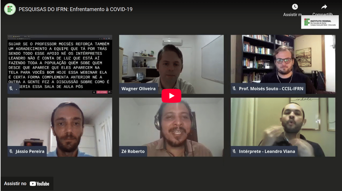 Live sobre os projetos de pesquisa do IFRN voltados para o enfrentamento ao Coronavírus – CCSL-IFRN